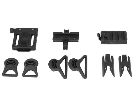 Schuhclip, Riemenauflage, Klettverschluss, Gummi-Pads, Montagezubehör, Gurtschnalle, Klemmclip, Schwalbenschwanz, Gurtbandhal