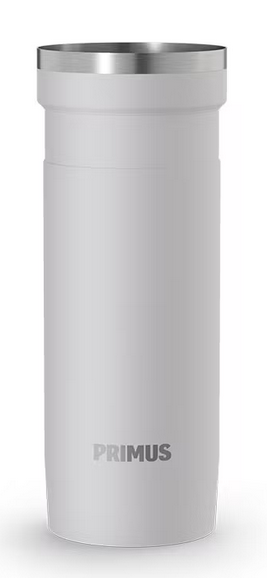 Reisebecher, Thermobecher, Weiß, Edelstahlrand, Primus