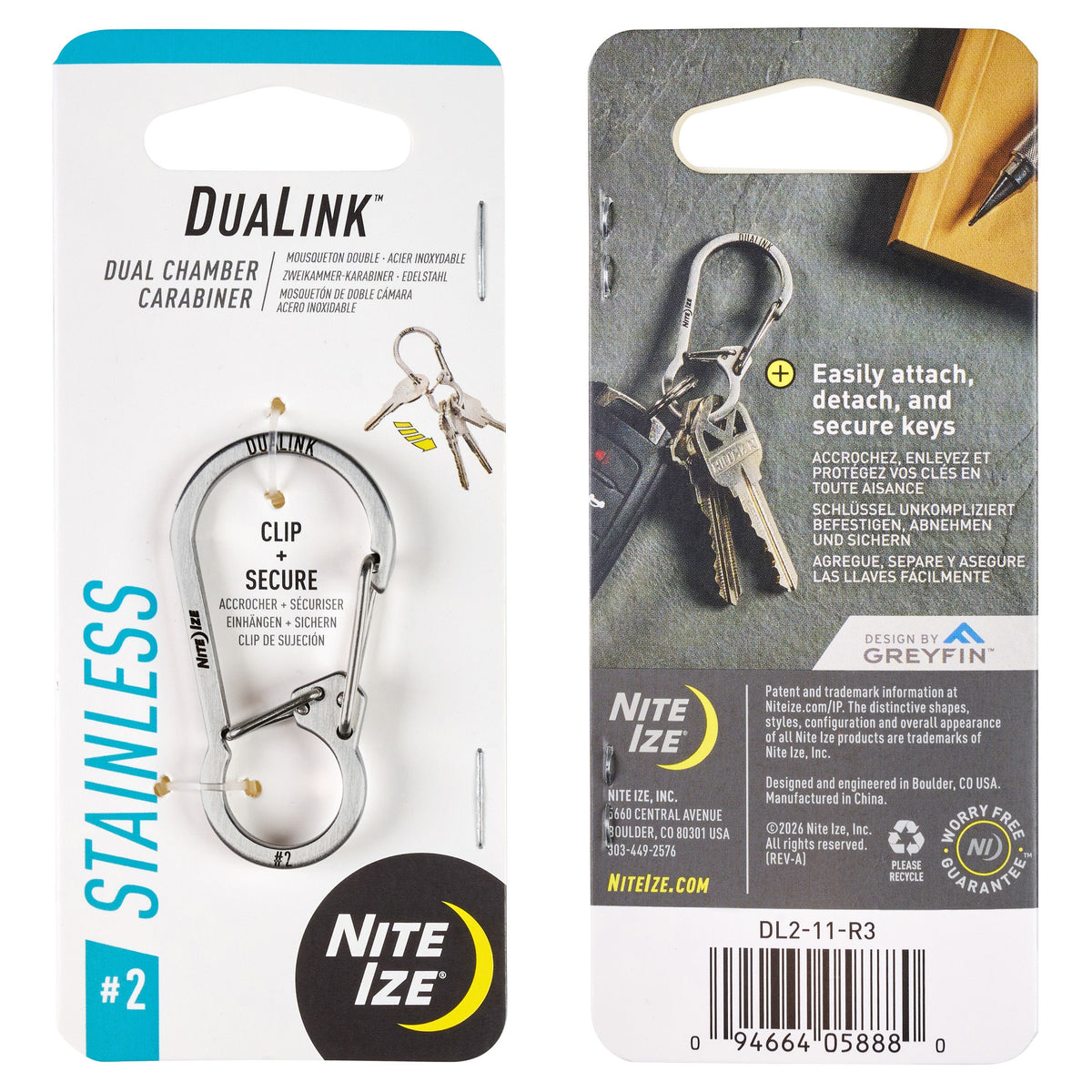 karabiner, Schlüsselanhänger, Split-Ring, Aluminium, Edelstahl