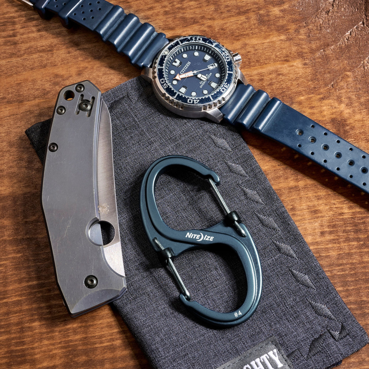 Uhr, Taucheruhr, Blau, Armband, Karabiner