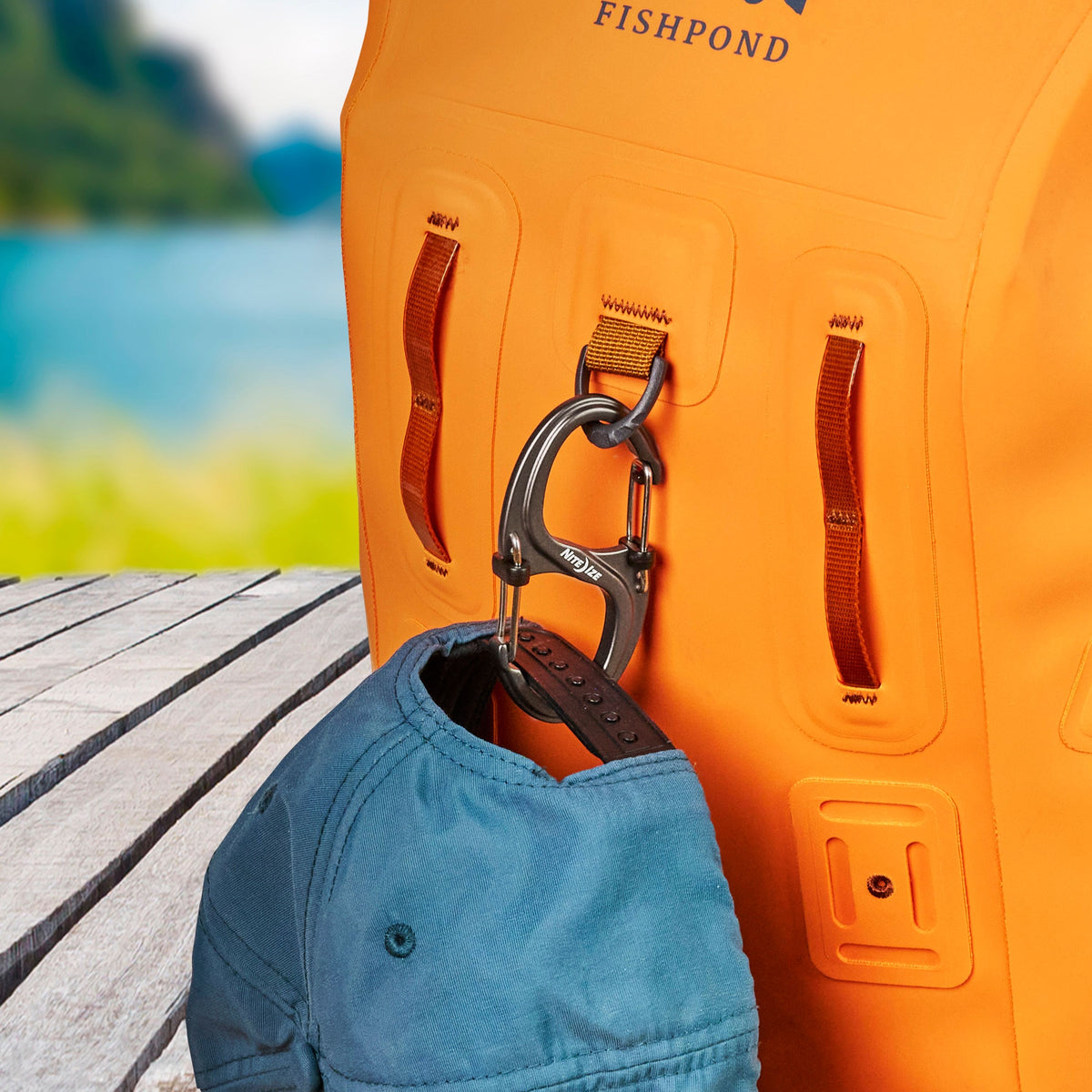 Rucksack, Backpack, Klettverschluss, Karabiner, Orange