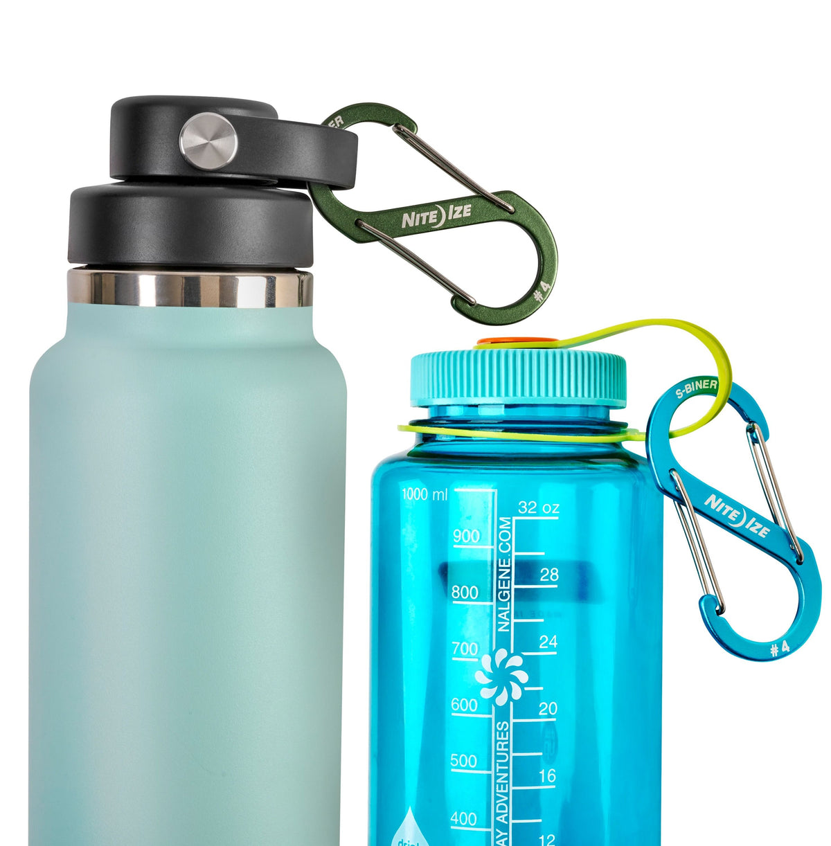 Wasserflasche, Trinkflasche, Aluminium/Metall, Carabiner, Schraubverschluss