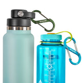 Wasserflasche, Trinkflasche, Aluminium/Metall, Carabiner, Schraubverschluss