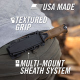 textured grip, multipunkt sheath, Klingenschutz, schwarz, urban outdoor