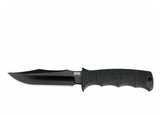 messer, überleben, feststehendes messer, schwarz, gezahnte kante