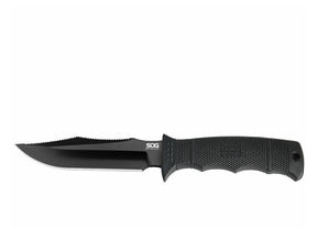 messer, überleben, feststehendes messer, schwarz, gezahnte kante